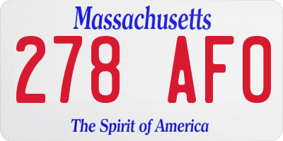 MA license plate 278AF0