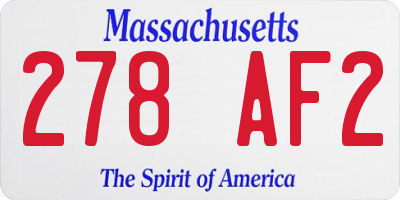 MA license plate 278AF2
