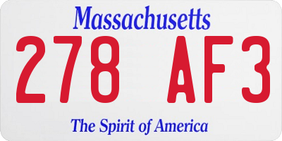 MA license plate 278AF3