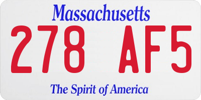 MA license plate 278AF5