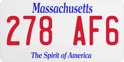 MA license plate 278AF6
