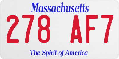 MA license plate 278AF7