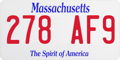 MA license plate 278AF9
