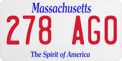 MA license plate 278AG0
