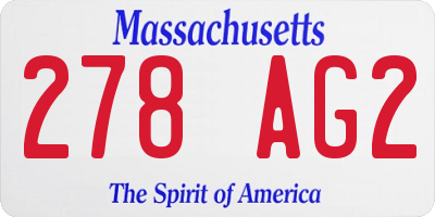MA license plate 278AG2