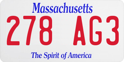 MA license plate 278AG3