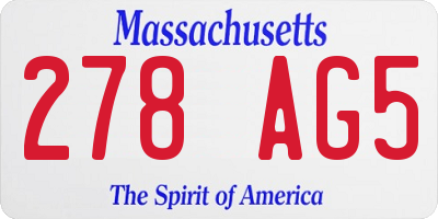 MA license plate 278AG5