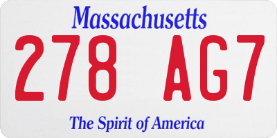 MA license plate 278AG7