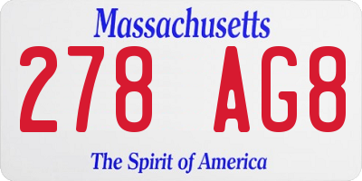 MA license plate 278AG8