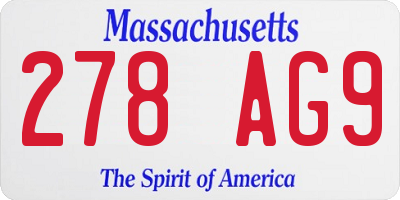MA license plate 278AG9