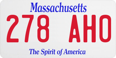 MA license plate 278AH0