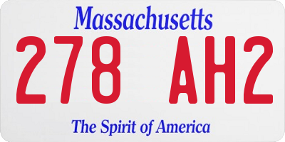 MA license plate 278AH2