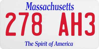 MA license plate 278AH3