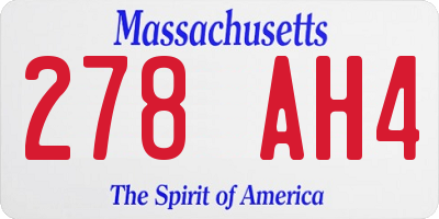 MA license plate 278AH4