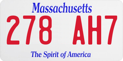 MA license plate 278AH7