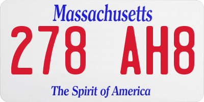 MA license plate 278AH8