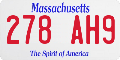 MA license plate 278AH9