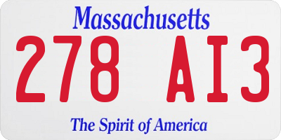 MA license plate 278AI3