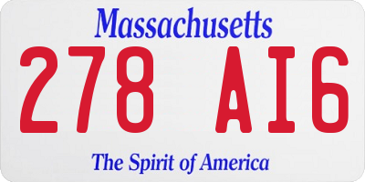 MA license plate 278AI6