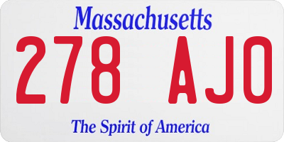 MA license plate 278AJ0