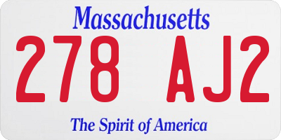 MA license plate 278AJ2