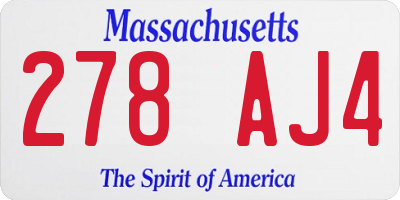 MA license plate 278AJ4
