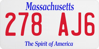 MA license plate 278AJ6