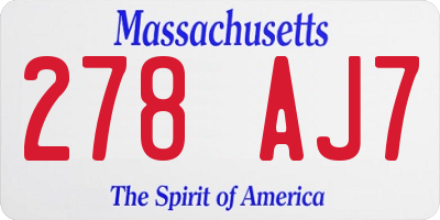 MA license plate 278AJ7