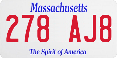 MA license plate 278AJ8