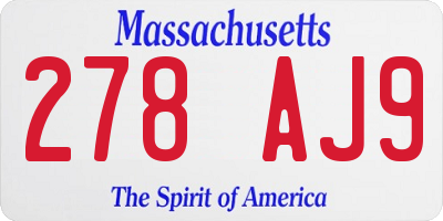 MA license plate 278AJ9