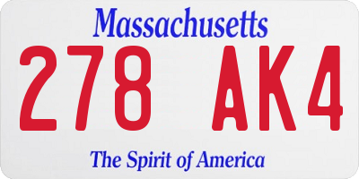 MA license plate 278AK4