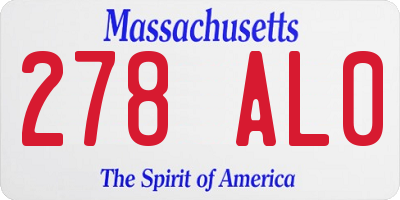 MA license plate 278AL0