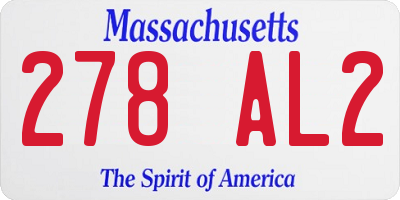 MA license plate 278AL2