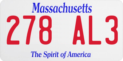 MA license plate 278AL3