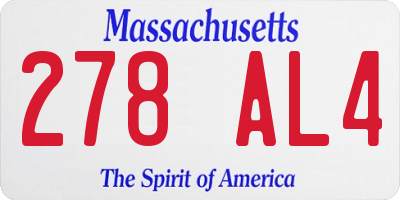 MA license plate 278AL4