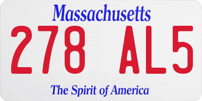 MA license plate 278AL5