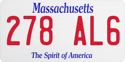 MA license plate 278AL6