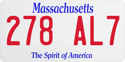 MA license plate 278AL7