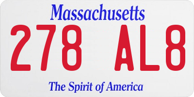 MA license plate 278AL8