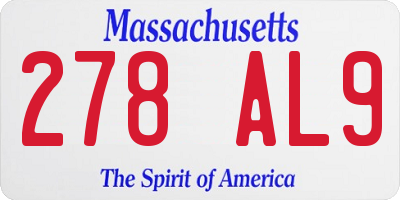 MA license plate 278AL9