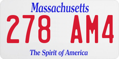 MA license plate 278AM4