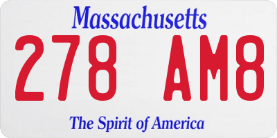 MA license plate 278AM8