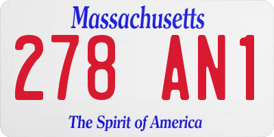 MA license plate 278AN1