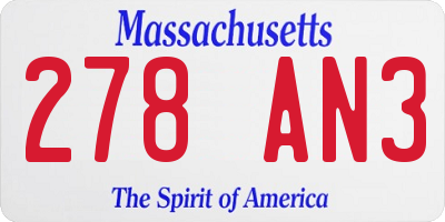 MA license plate 278AN3