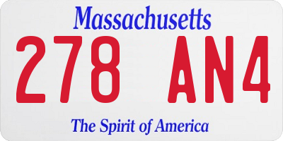 MA license plate 278AN4