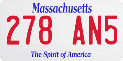 MA license plate 278AN5