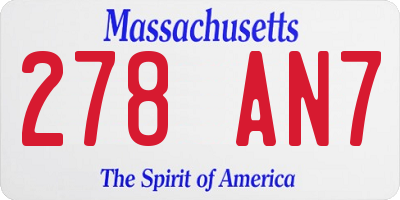 MA license plate 278AN7