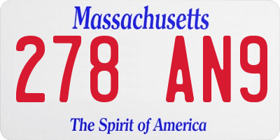 MA license plate 278AN9