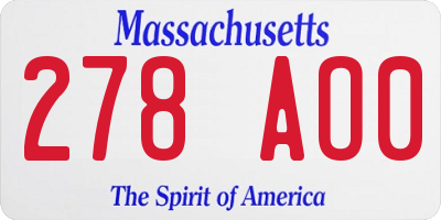 MA license plate 278AO0