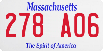 MA license plate 278AO6